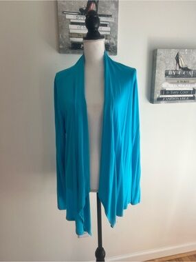 Rags and Couture Open-Front Draped Cardigan - Turquoise